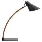 Noah Mid-Century Modern Table Lamp with Adjustable Black Shade - Walnut and Black
