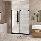 Frameless Shower Door with Tempered Glass - Black