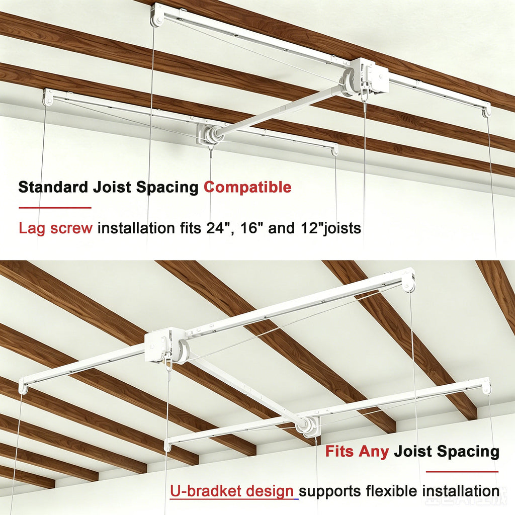 Overhead Garage Storage Rack with All-Steel Construction - White