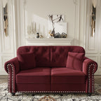 Upholstered Chesterfield Sofa with Nailhead Trim and Rolled Armrests - Fabric