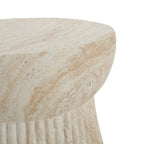 Outdoor Travertine Concrete Side Table with Durable Construction - Concrete