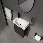 Modern Bathroom Vanity with Ceramic Basin and Storage Cabinet - Light Brown, Black, or White