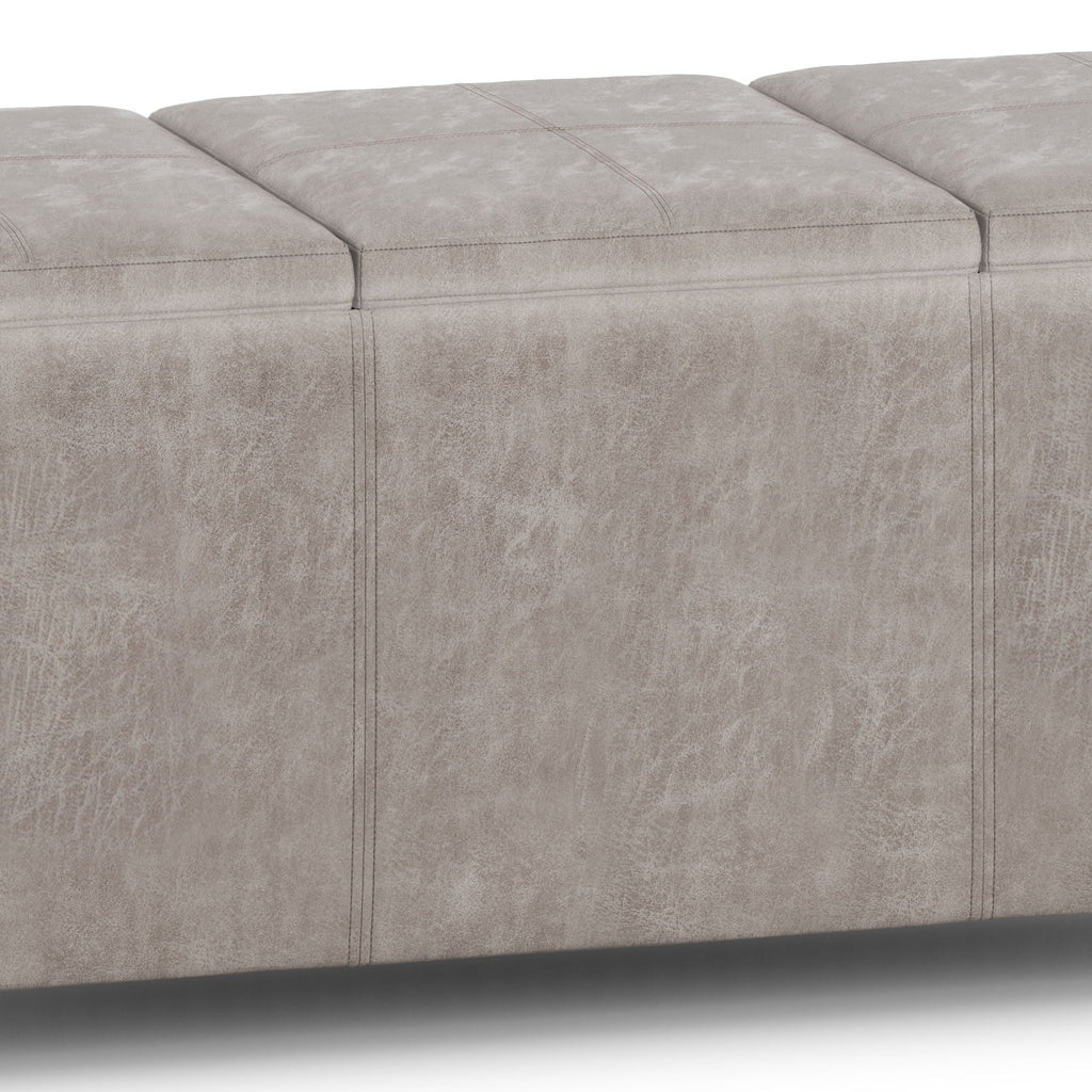 Avalon Upholstered Storage Ottoman with Flip-Over Serving Trays - Multiple Colors