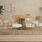 Farmhouse Style Wicker Dining Chair with Wing-Back Design - Light or Dark Brown