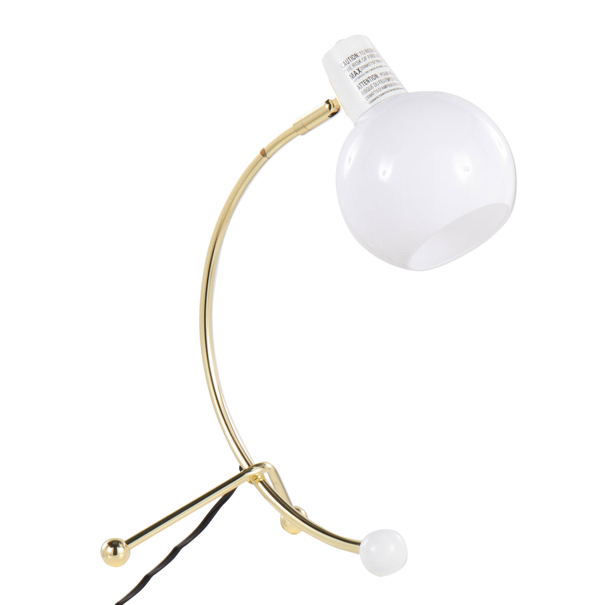 Eileen Contemporary Task Lamp with Adjustable Neck - Gold Metal and White Shade