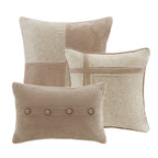 Tan Faux Suede Comforter Set with Lodge Style - California King