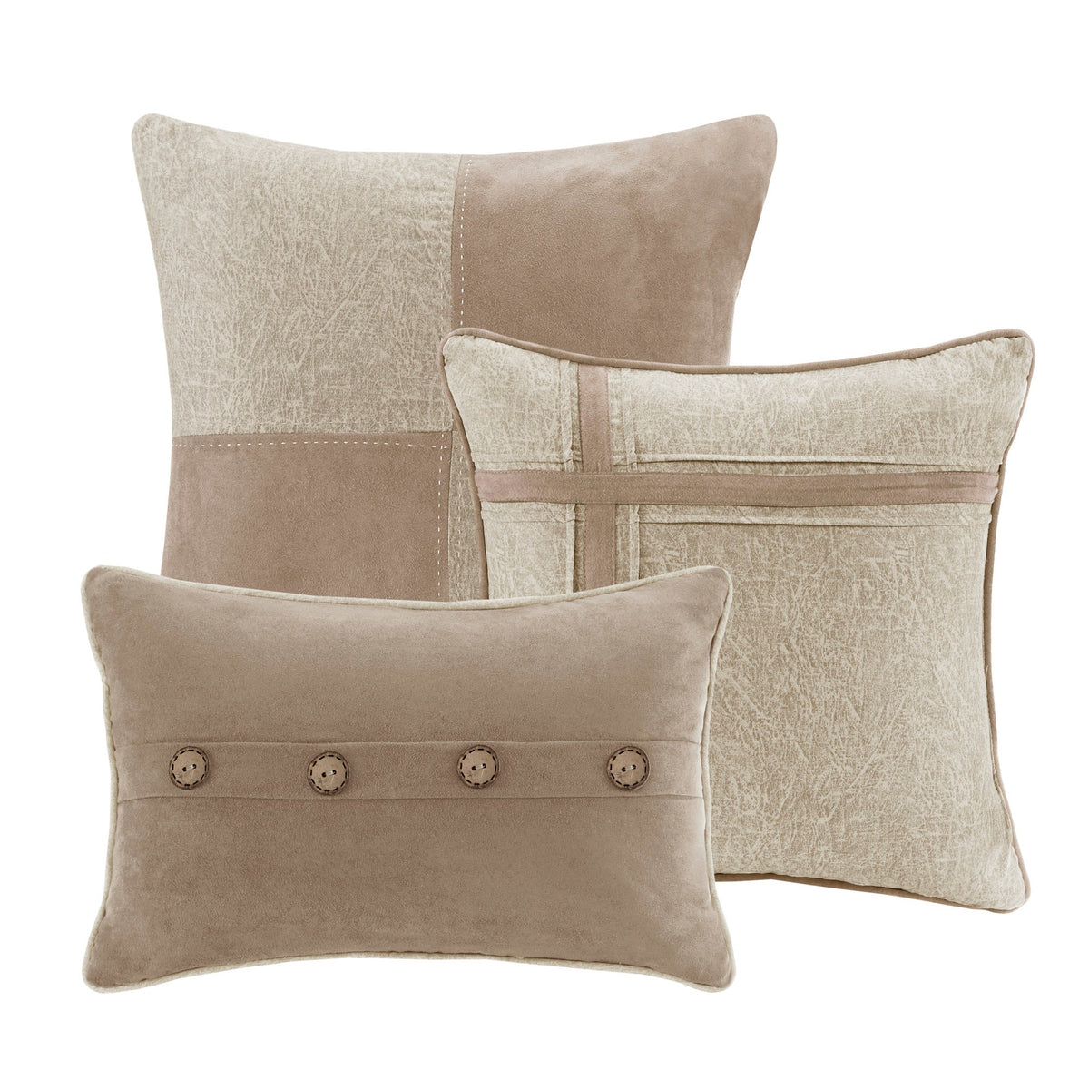 Tan Faux Suede Comforter Set with Lodge Style - California King
