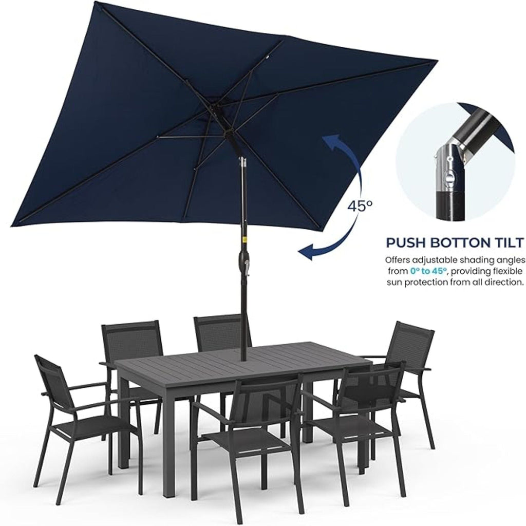 Rectangular Patio Umbrella with Crank Tilt - UV-Resistant Canopy
