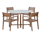 Acacia Wood Outdoor Dining Set with 47.2" Round Table - Natural