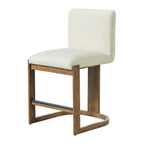 Modern Bar Stools Set of 2 with Plush Polyester Cushion - Walnut & Beige