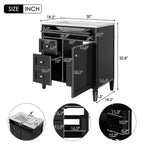 Bathroom Vanity with Ceramic Sink and Multiple Storage Drawers - White, Blue, Dark Gray, Black, Dark Green