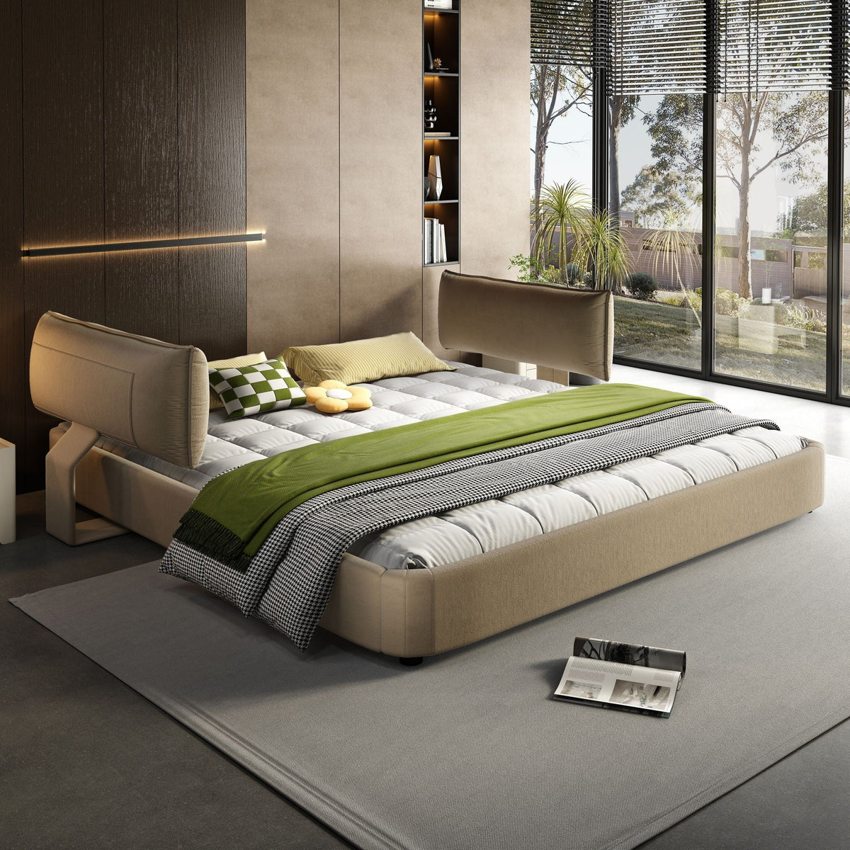 Cloud Bed Frame with Oversized Padded Movable Headboard - King