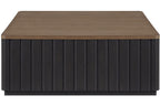 Black Cocktail Table with Casters - Modern Solid Wood Coffee Table