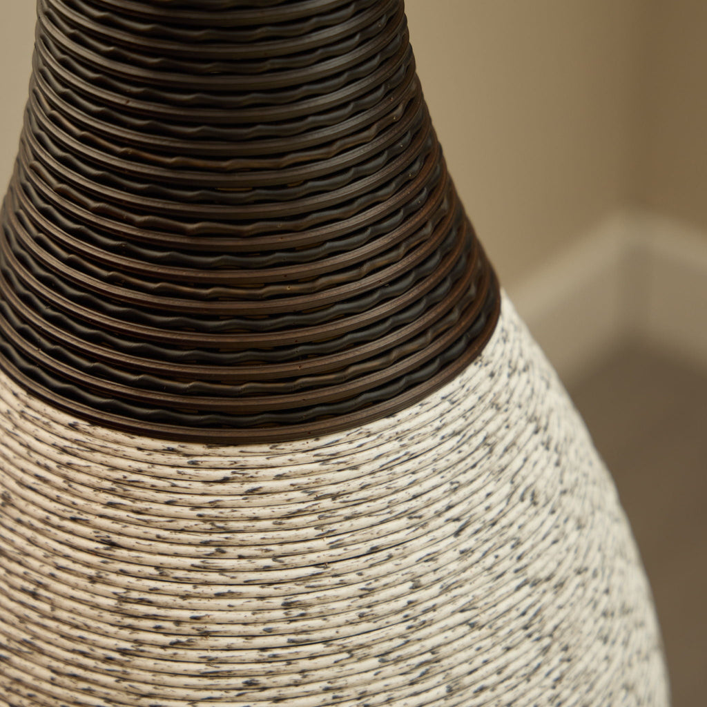 Tall Designer Floor Vase with Elegant 2 Tone - White or Dark Brown