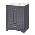 Modern Bathroom Vanity with Ceramic Sink Combo and Storage Cabinet - Multiple Colors