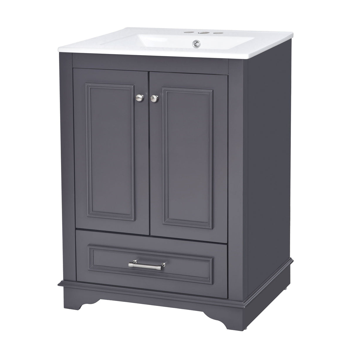 Modern Bathroom Vanity with Ceramic Sink Combo and Storage Cabinet - Multiple Colors
