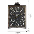 Large Vintage Rectangular Wall Clock with Numerals - White / Black