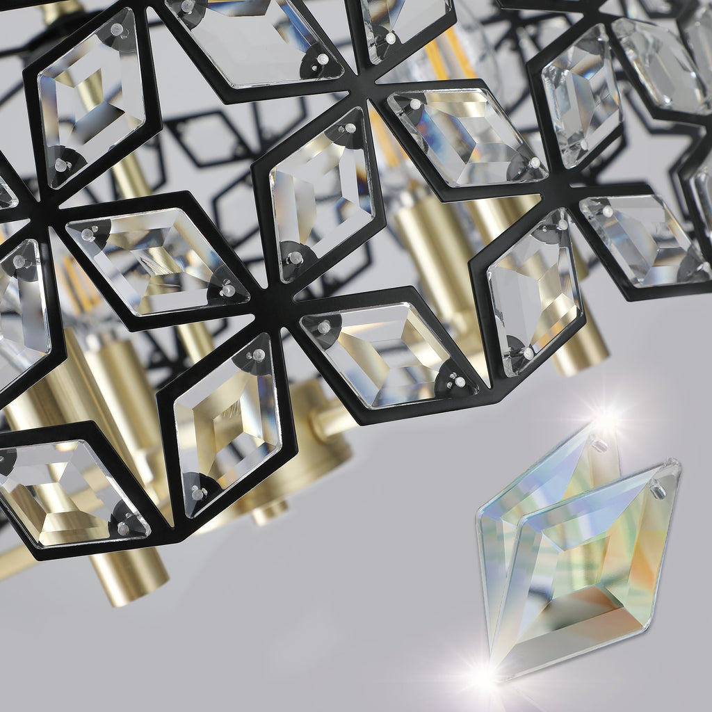 Geometric Crystal Pendant Chandelier with K9 Crystal - Black Gold