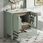 Freestanding Vanity with Drawer & Soft Close Doors - Green or White