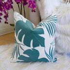 Autumn Vibes Leaf Accent Pillow with Soft Texture - Green, Dark Gray, Light Blue, Yellow, Orange