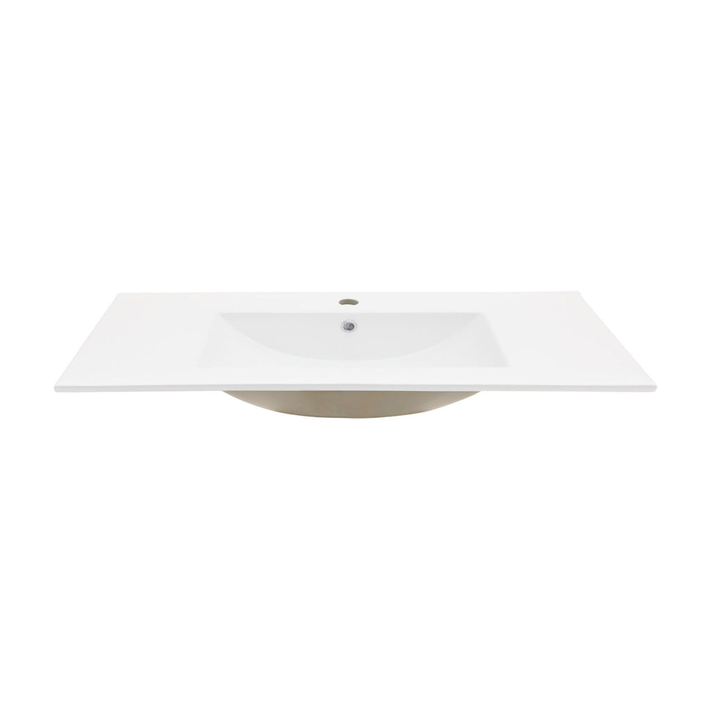 Premium Rectangular Vanity Top with Single Faucet Hole and Overflow - White