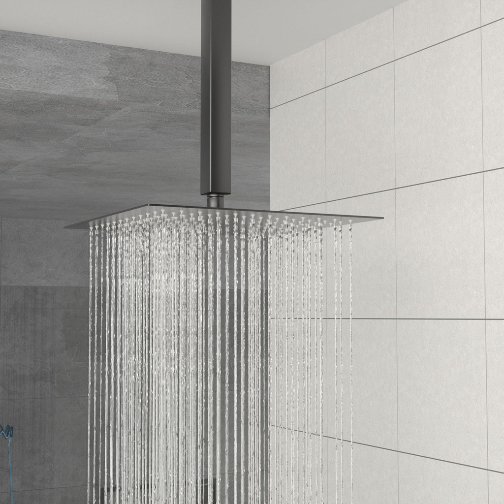 Dual Shower Head 10" Ceiling Mount Shower System with Rough In Valve - Matte Black