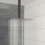 Dual Shower Head 10" Ceiling Mount Shower System with Rough In Valve - Matte Black