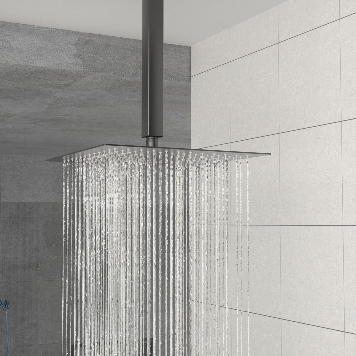 Modern Dual Shower Head System with 16" Ceiling Mount - Multiple Finishes
