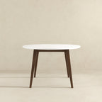 White Round Dining Table with Solid Wood Construction - White