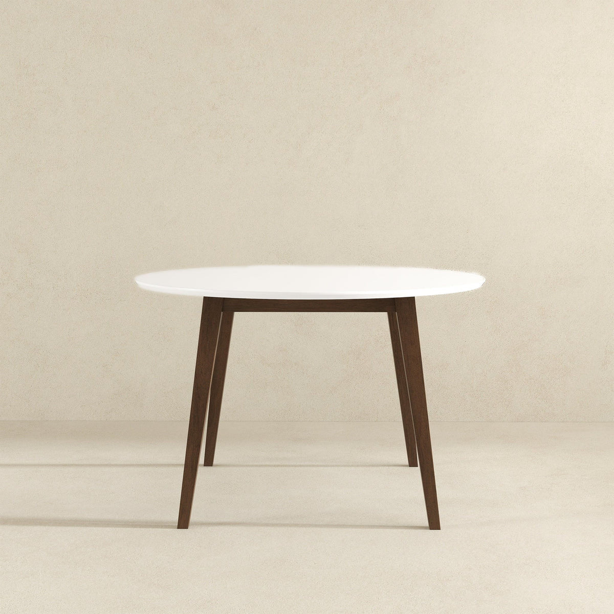 White Round Dining Table with Solid Wood Construction - White