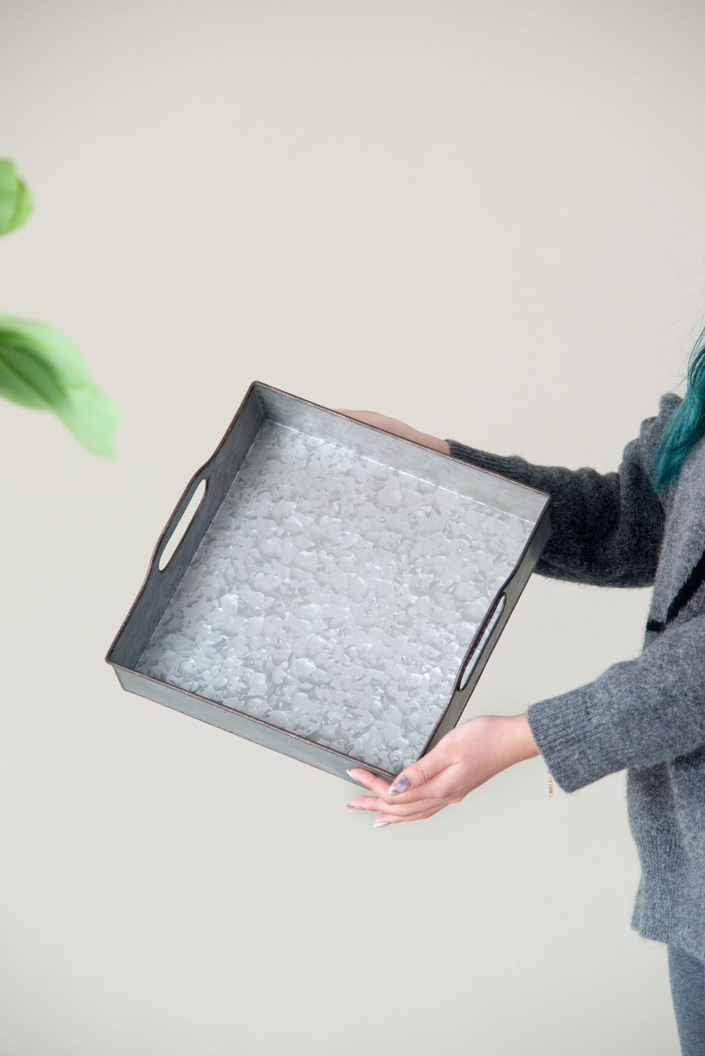 Decorative Galvanized Nesting Trays with Rustic Design - Gray