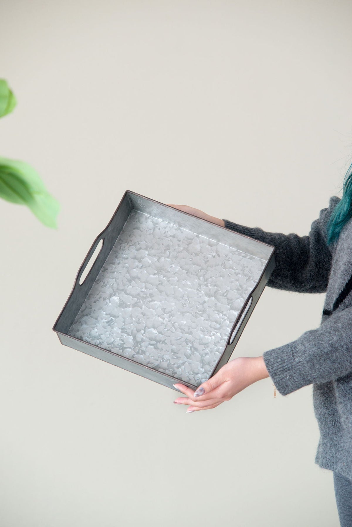Decorative Galvanized Nesting Trays with Rustic Design - Gray