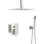 Dual Shower Head 16" Ceiling Mount Shower System with Pressure-Balanced Valve - Gray