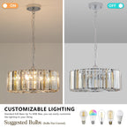 17' Chrome Crystal Pendant Chandelier with Adjustable Height - Transparent