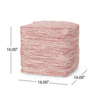 Square Pouf Ottoman with Polystyrene Beads - Red / White