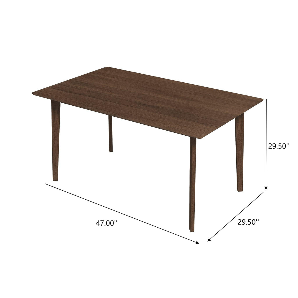 Rectangular Modern Dining Table with Solid Wood Construction – Dark Brown or White
