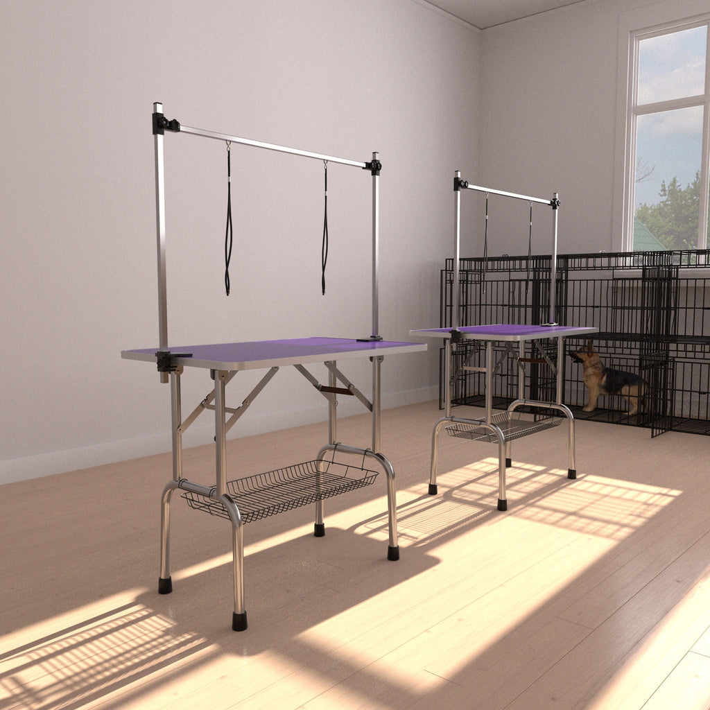 Folding Pet Grooming Table with Adjustable Arm - Multiple Colors