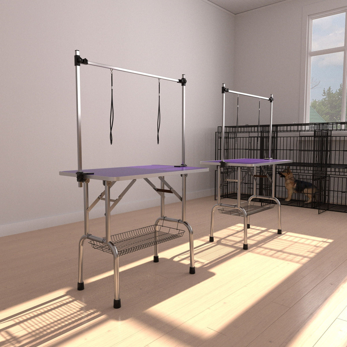 Folding Pet Grooming Table with Adjustable Arm - Multiple Colors