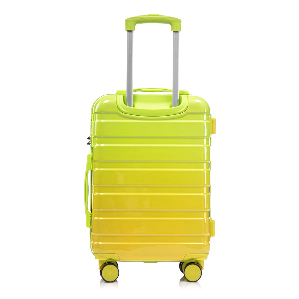 2-Piece Polycarbonate Spinner Wheel Luggage Set with Lock - Green & Yellow