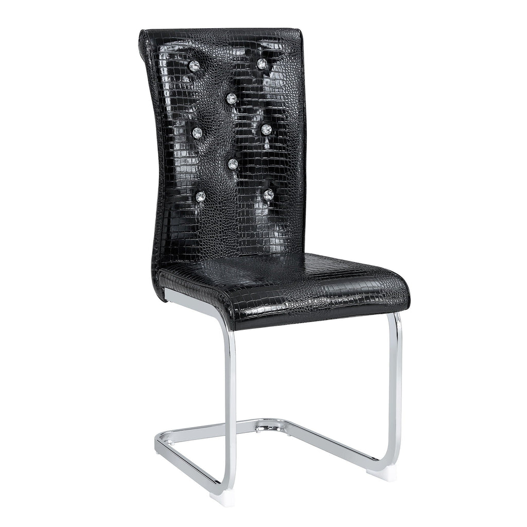 Elegant Design Upholstered Dining Chairs with Crystal Details - Multiple Colors
