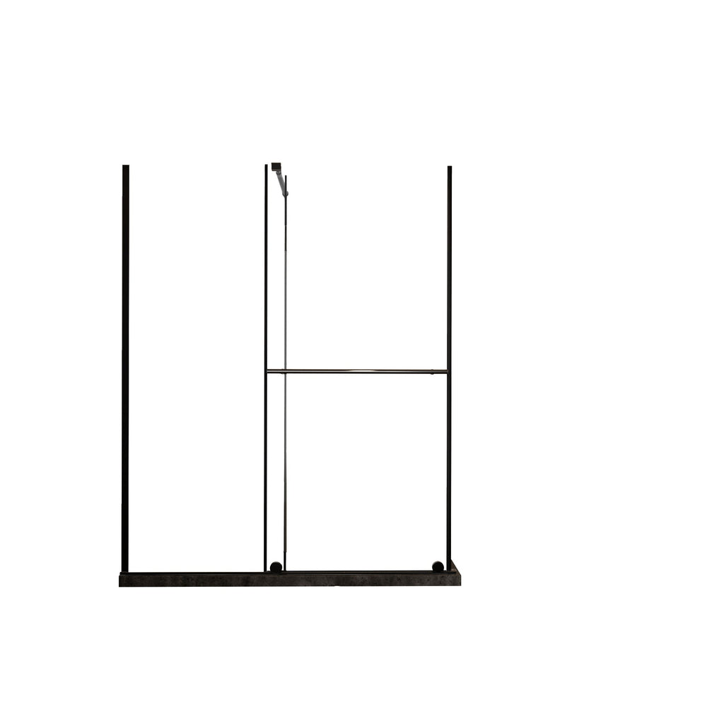 Glass Shower Door with Stainless Steel Handle - Black