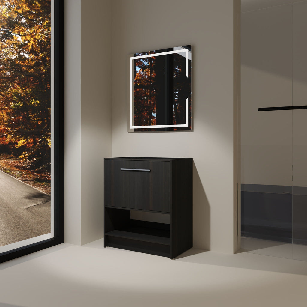 Modern Freestanding Bathroom Vanity with 2 Doors - Light or Dark Brown