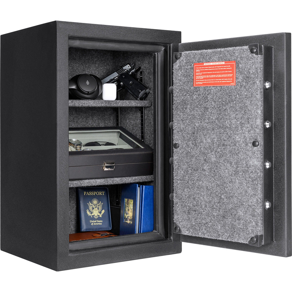 2.02 cu ft Biometric Keypad Fire Resistant Safe with Fingerprint Access - Black