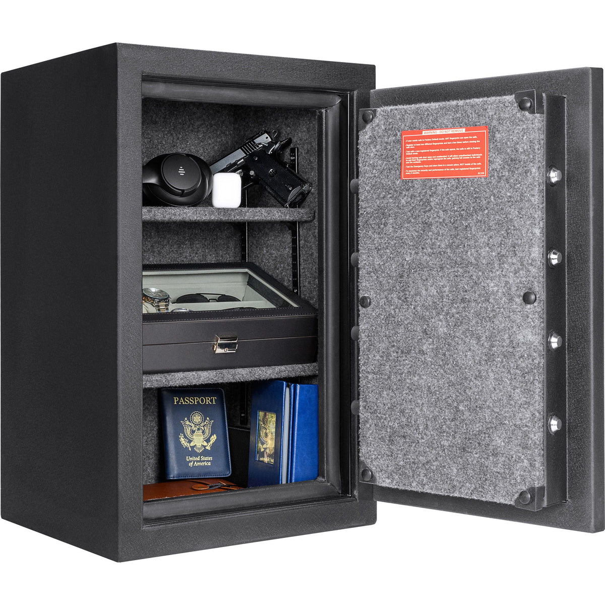 2.02 cu ft Biometric Keypad Fire Resistant Safe with Fingerprint Access - Black