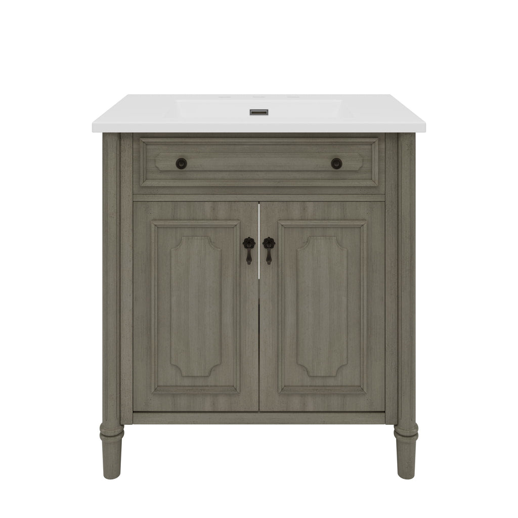 Vintage Bathroom Vanity With Sink and Soft-Close Doors - Dark Gray or White