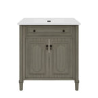 Vintage Bathroom Vanity With Sink and Soft-Close Doors - Dark Gray or White