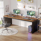 Double Computer Desk for 2 Person with Extra Long Workstation - Dark Gray or Light Brown
