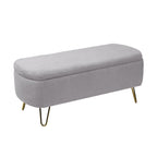 Faux Fur Storage Ottoman Bench with Padded Upholstery - Multiple Colors