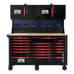 Heavy Duty Tool Cart with 19 Drawers and Locking System - Black/Red