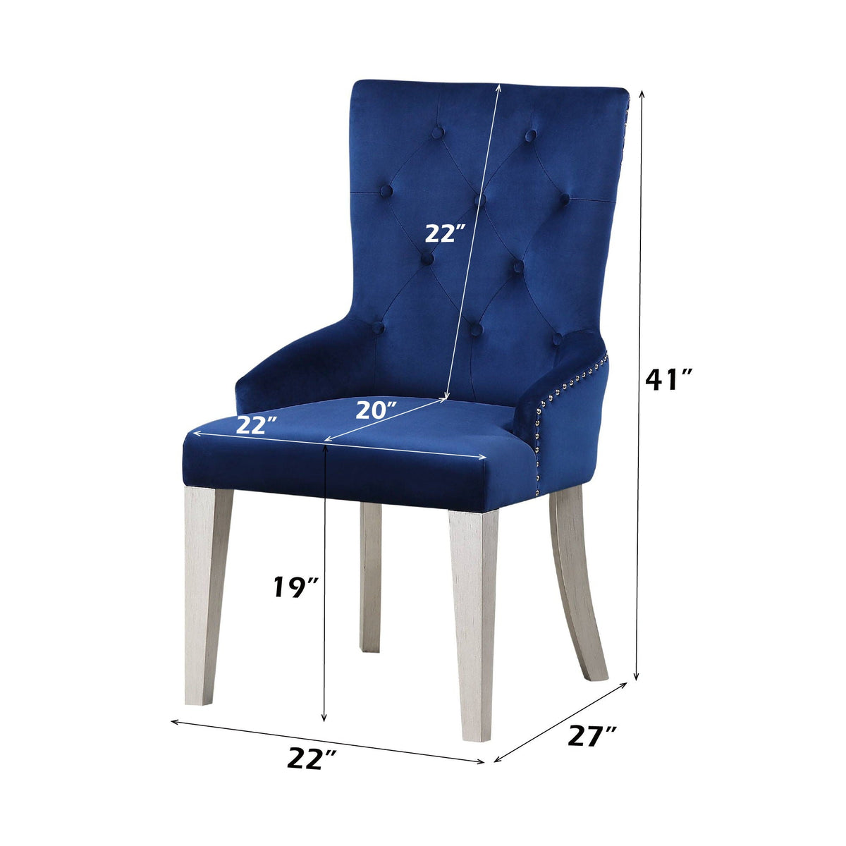 Blue Side Chair with High Back Design - Varian